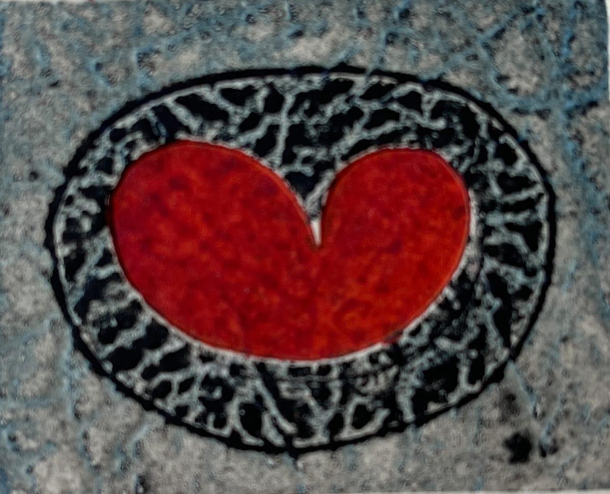 1960s "Bud" Abstracto Negro y Rojo Collagraph NY Artista Myril Adler