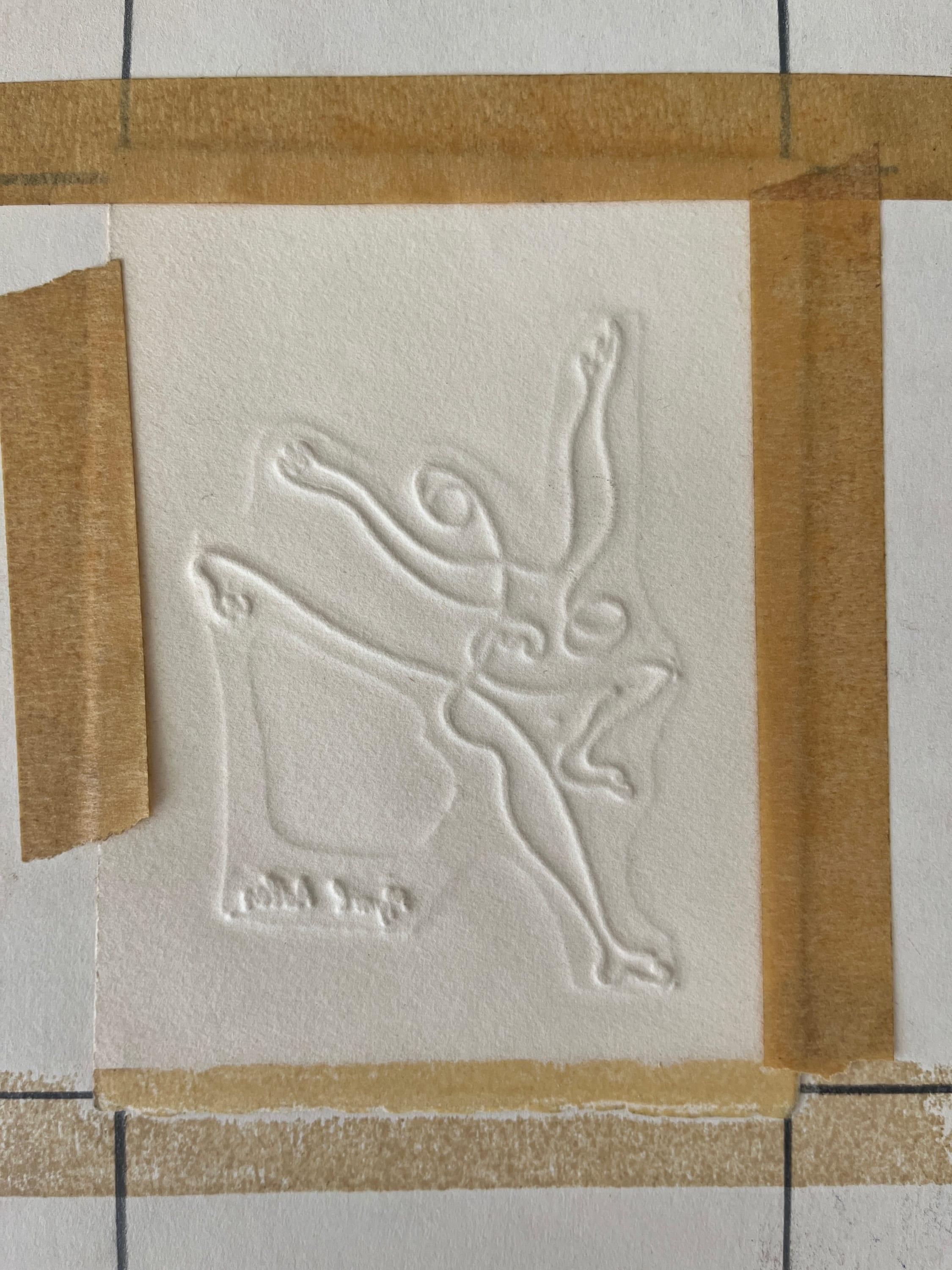 1960er Jahre „Dancer“ Blind Embossment Druck NY Künstlerin Myril Adler 3