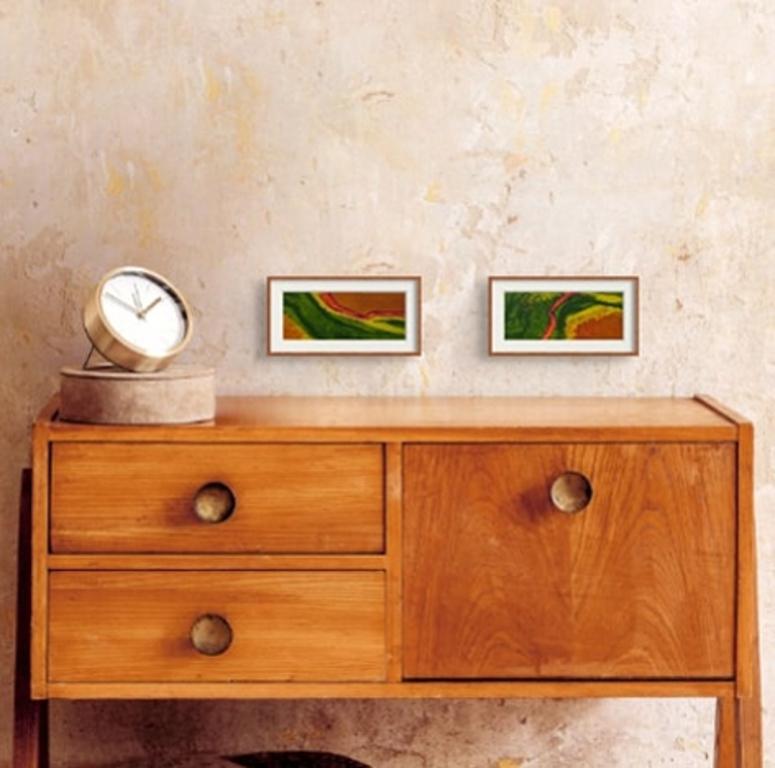 Equatorial Curtain, gravure en taille-douce des années 1960, vert, rose, jaune Collage en vente 3