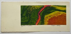 1960s "Cortina Ecuatorial" Collage Verde, Rosa, Amarillo Grabado calcográfico
