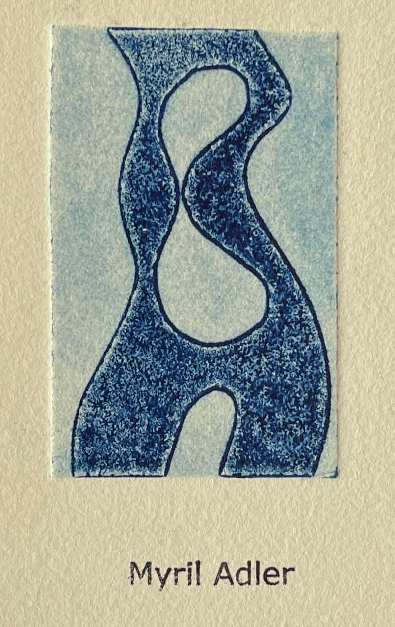 1960 Figurativo in collagraph blu NY Artista Myril Adler in vendita 2