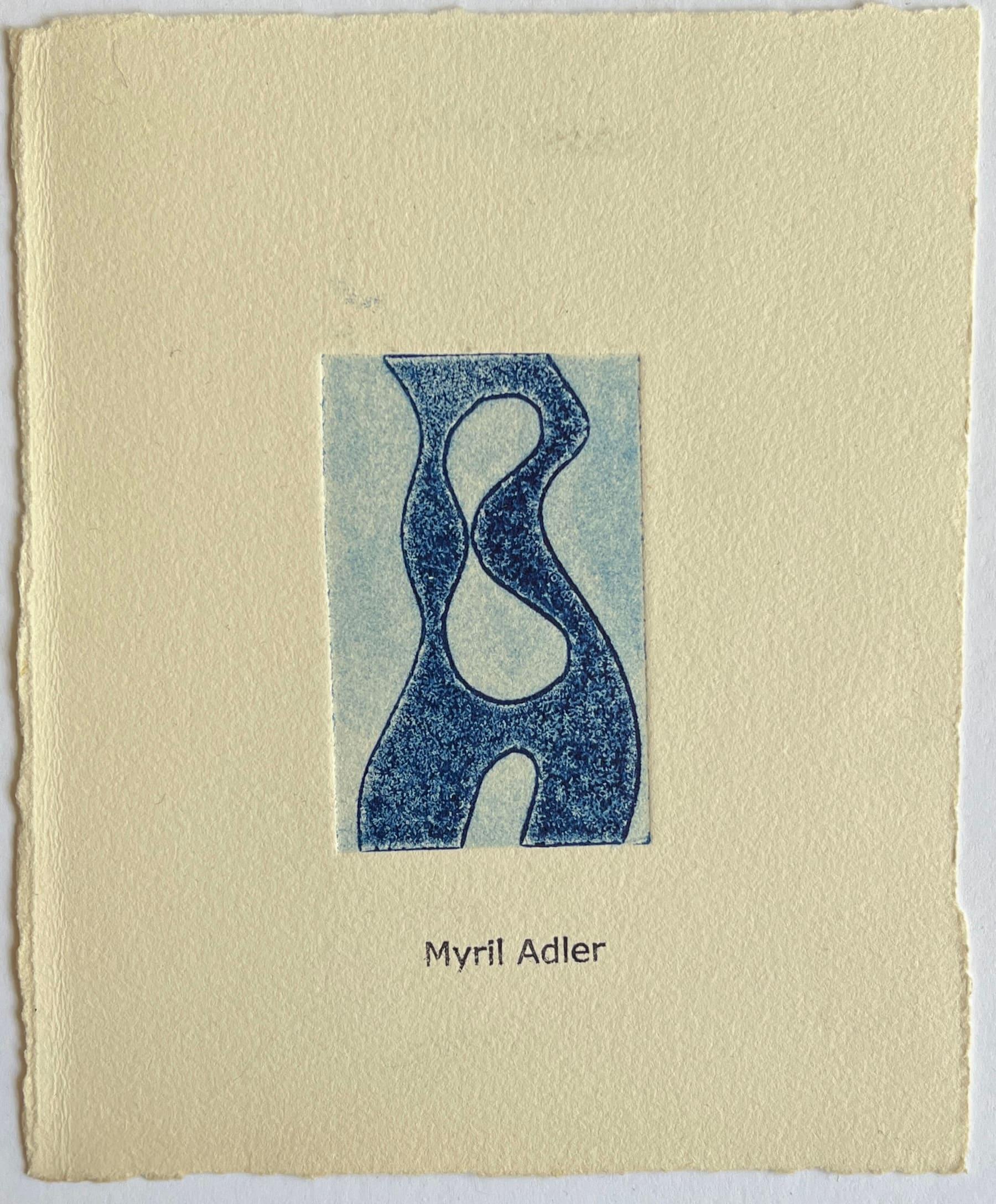 1960 Figurativo in collagraph blu NY Artista Myril Adler in vendita 3