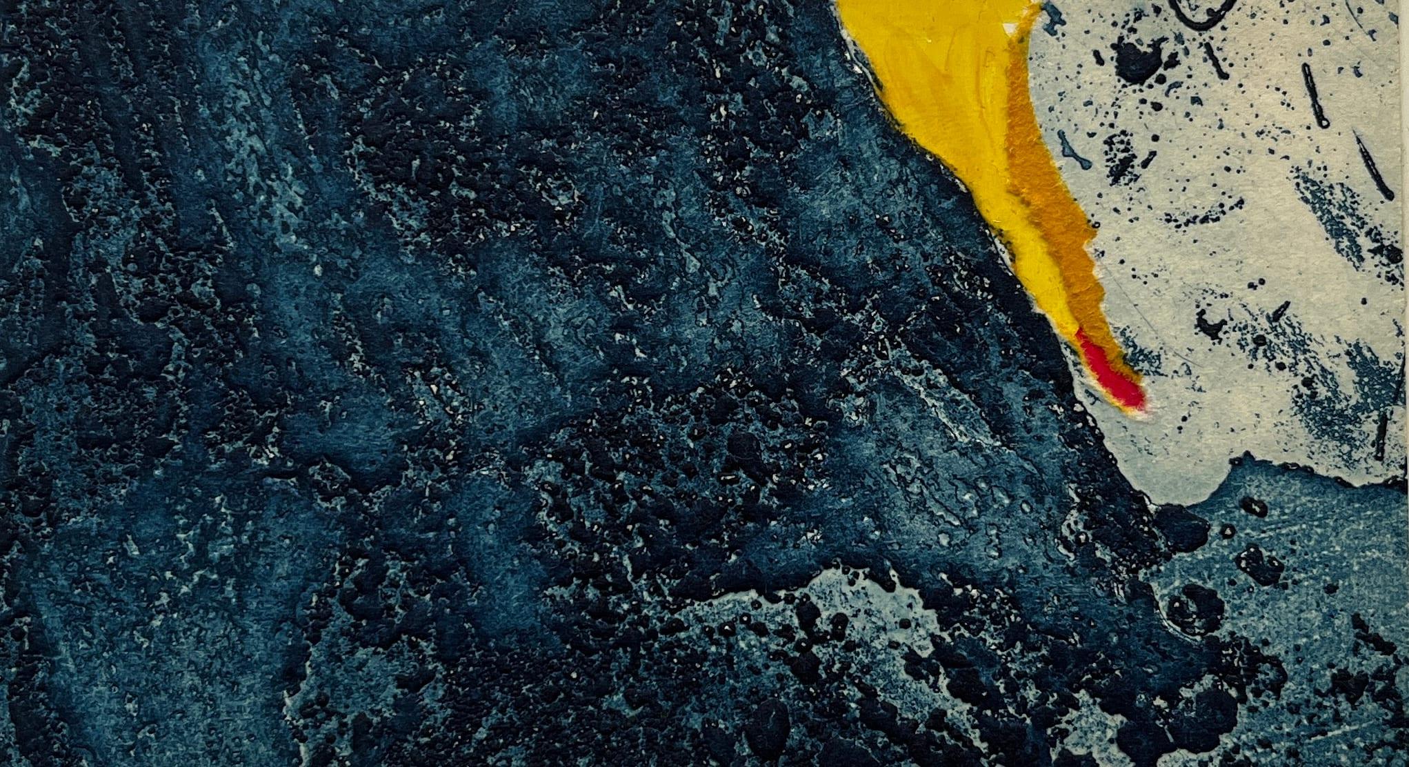 Myril Adler
"Flare"
c.anni '60
Intaglio, collage, inchiostro su carta
4,75 "x2,75" sito non incorniciato
Firmato e intitolato a inchiostro

Myril Adler è nata il 22 settembre 1920 a Vitebsk, in Russia (oggi Bielorussia), ed è emigrata con i suoi