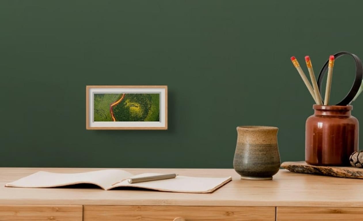 Grüne, rosa, gelbe, gelbe Collage-Intaglio-Radierung „Greenscape“ NY Künstlerin, 1960er Jahre im Angebot 1