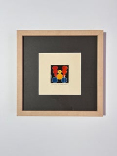 "Ierofania" degli anni '60, rosso, blu, giallo, collage dell'artista Myril Adler di NY
