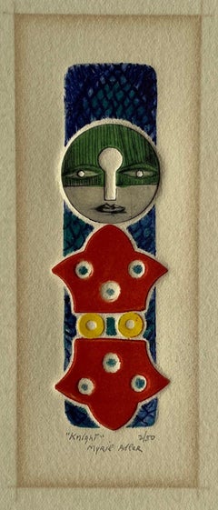 1960s "Knight" Collograph Print NY Artist Myril Adler