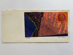 1960s "Melody" Collage Print Purple and Orange NY Artist Myril Adler