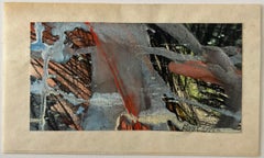Abstract in Blue and Orange, Mixed Media Print, Signed, c.1960s