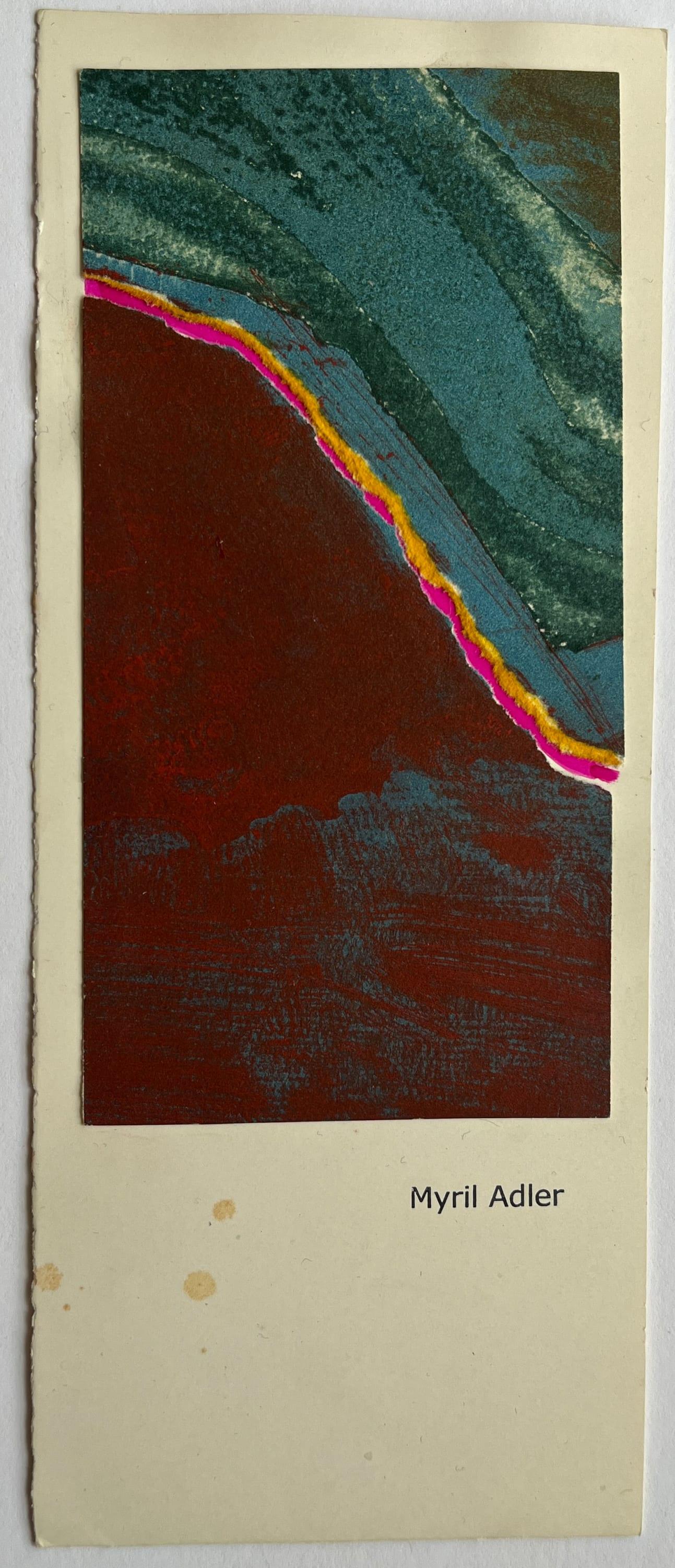 1960 Teal, Pink, Yellow Collage Intaglio Etching NY Artista Myril Adler in vendita 2
