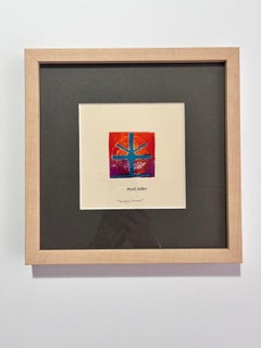1960s "Monte del Templo" Púrpura a Naranja Collagraph NY Artista Myril Adler
