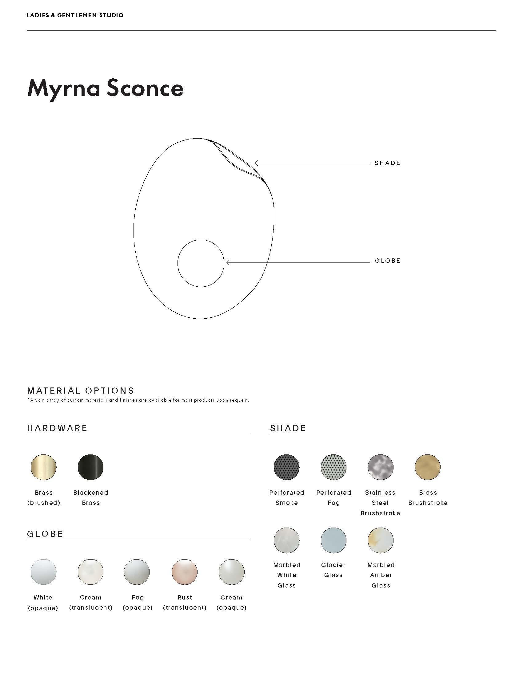 Myrna Wandleuchter mit Glasschirm und farbig gewaschener Kugel Optionen (21. Jahrhundert und zeitgenössisch) im Angebot