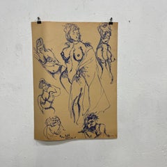 Myrna Nobile Desnudo Dibujo Artístico en Papel nº 1 Firmado 3/5/65 San Diego CA