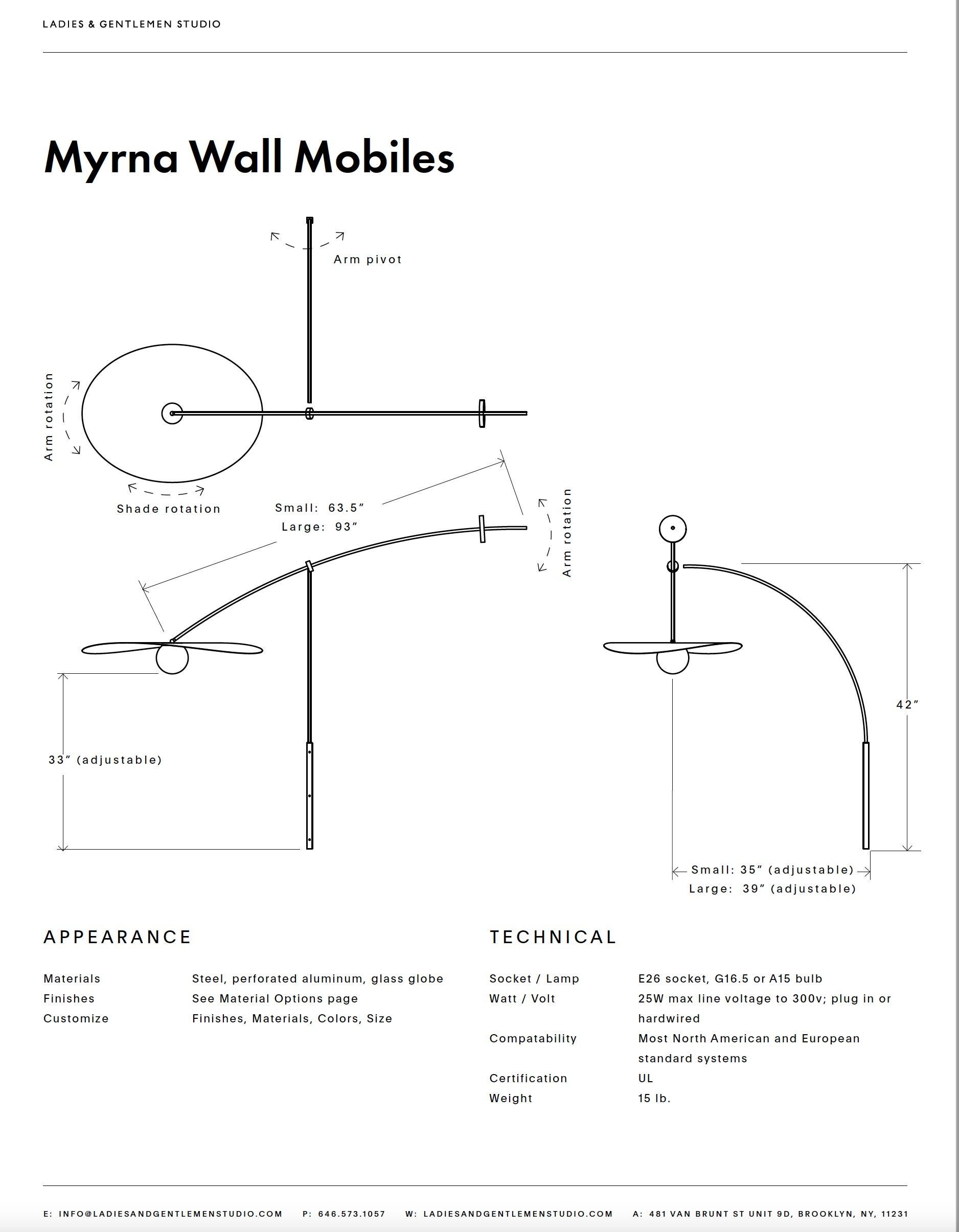 Myrna Wand Mobile – Wandmontierte skulpturale, freitragende Überkopfleuchte – SMALL  (Aluminium) im Angebot