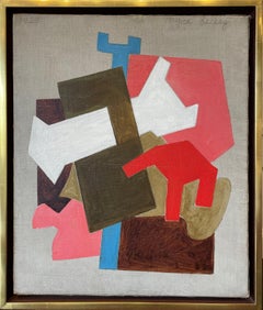 "Abstract Interior of Room" Myron Lechay, Colorful Early Geometric Abstract