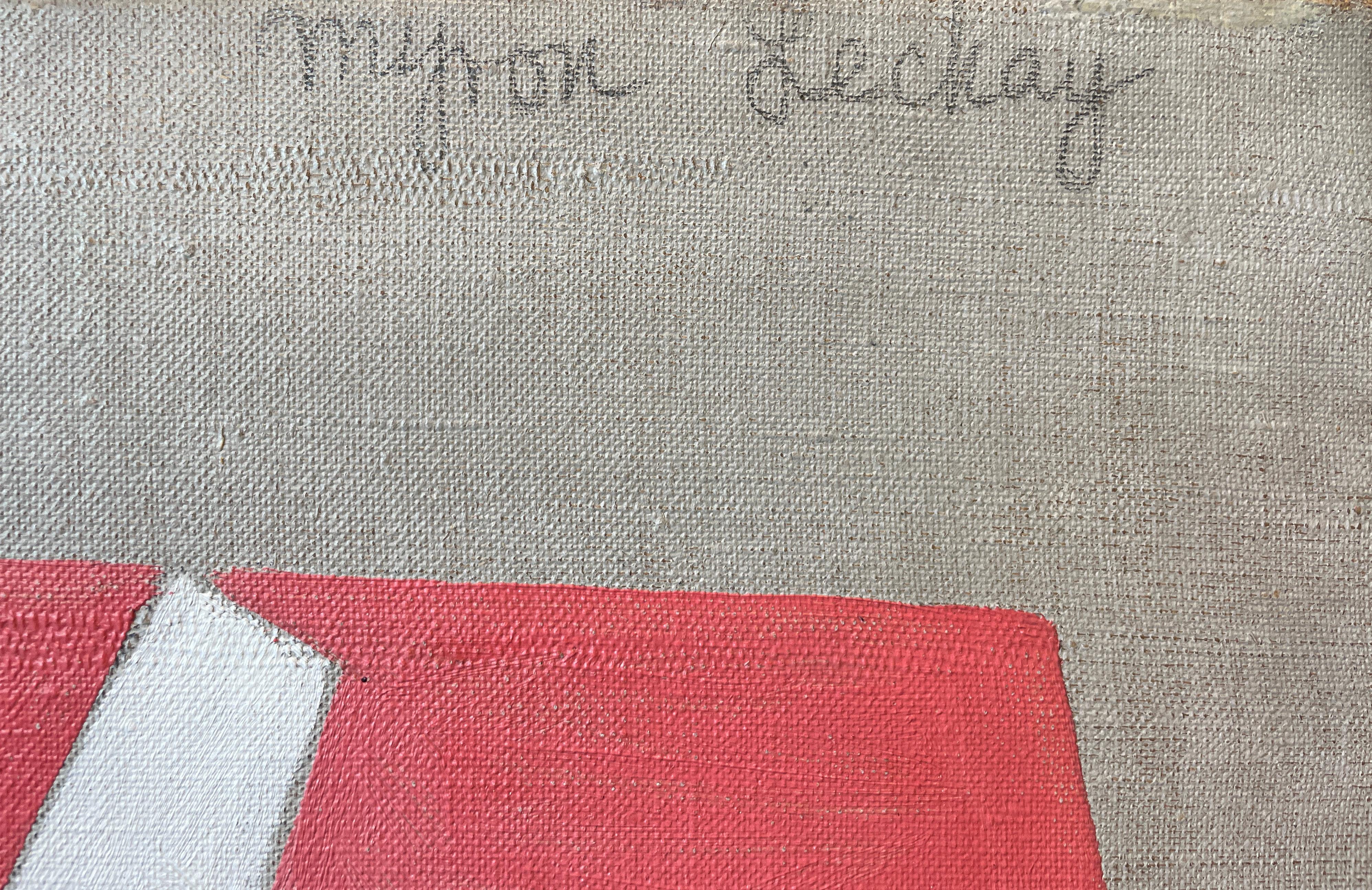 « Abstract Interior of Room » Myron Lechay, coloré abstrait géométrique précoce en vente 2