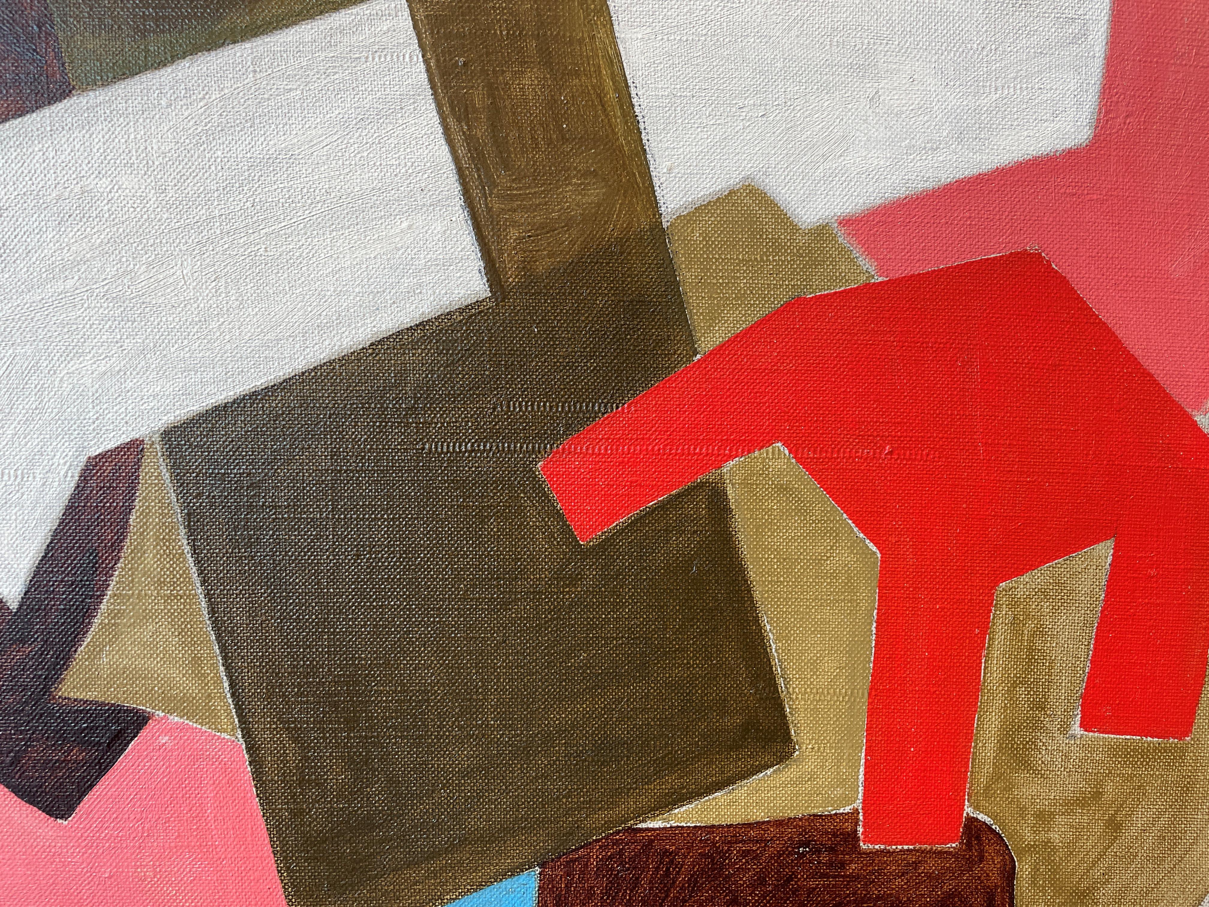 « Abstract Interior of Room » Myron Lechay, coloré abstrait géométrique précoce en vente 4