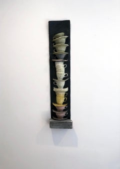 Pop Art Wall sculpture in Cast Paper by Myron Melnick, Cup Stax