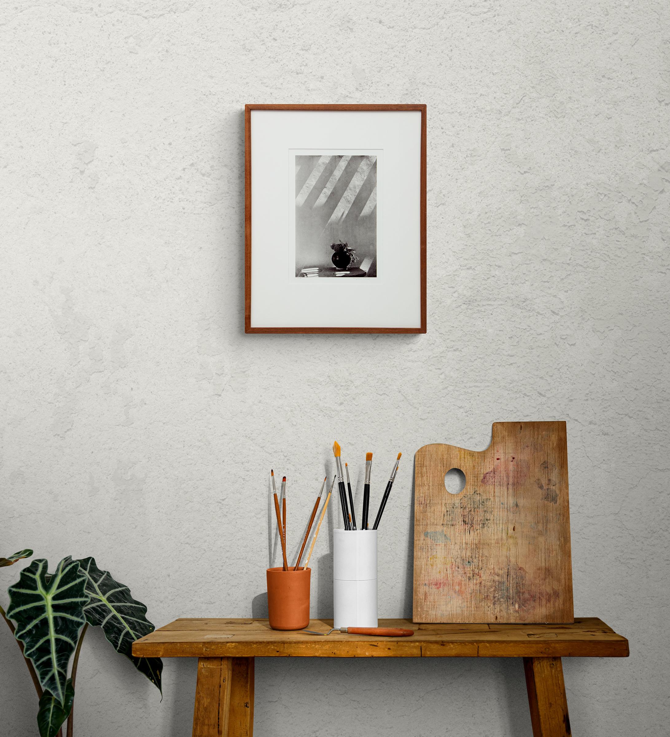 Black Pot, Southwestern Black White Still Life with Pueblo Pot, Myron Wood Photo For Sale 2