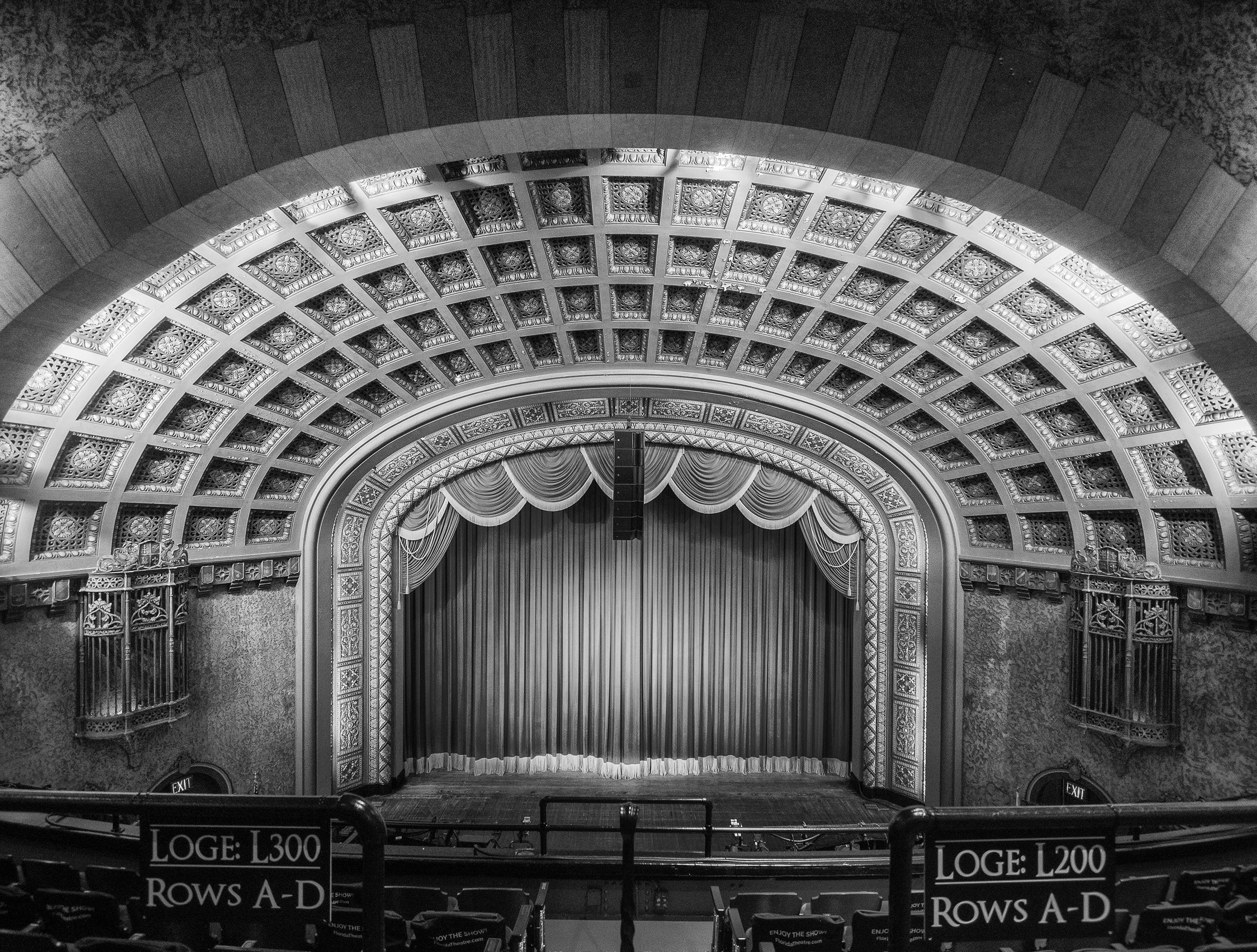 Myrtie Cope Black and White Photograph - "Stage - Florida Theatre" - architectural photography - Ezra Stoller