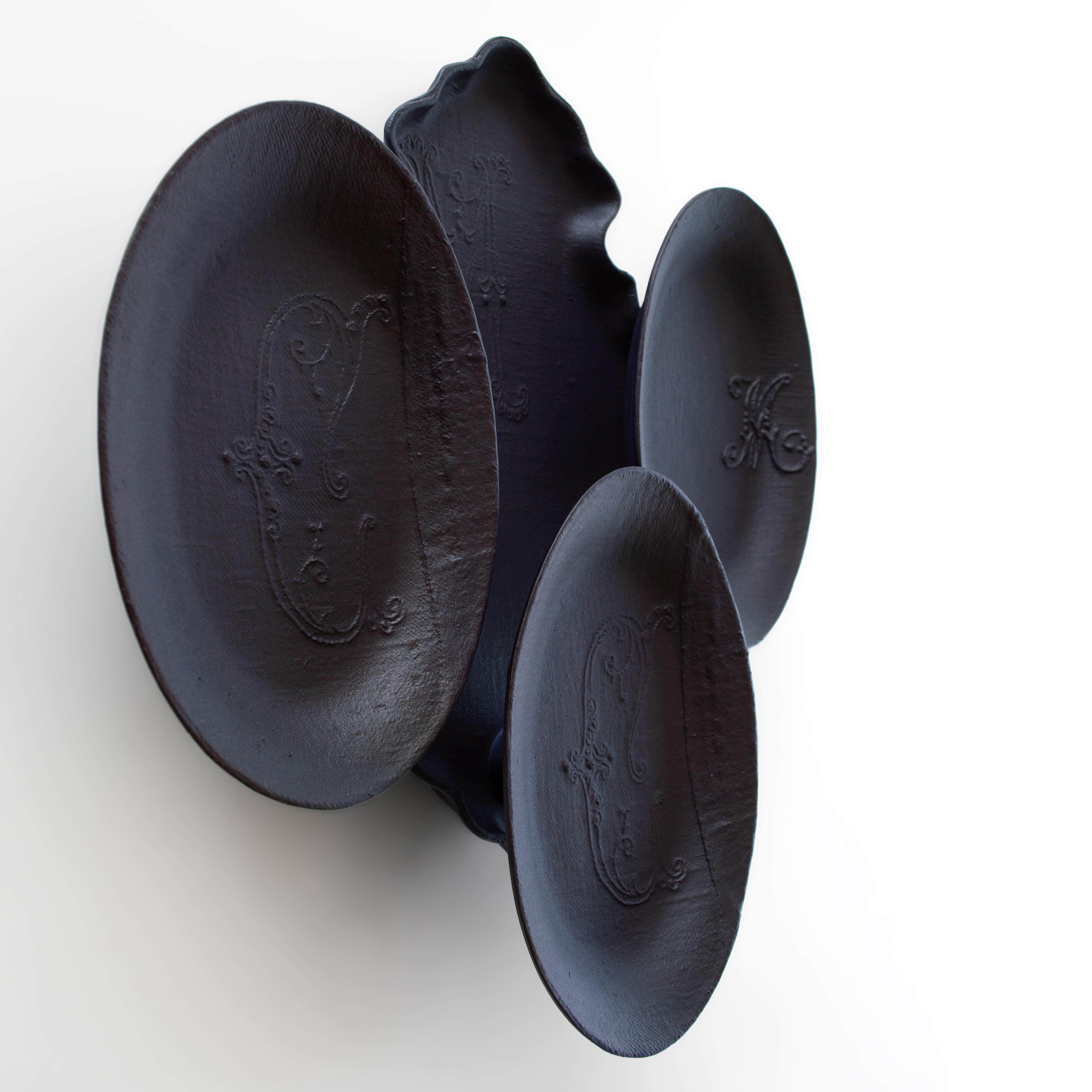 Cast Deep Purple Ceramic Wall Art Sculpture - 