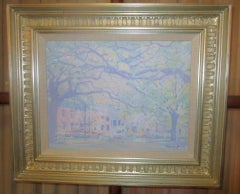 Myrtle Jones Savannah Impressionist Painting of Old Pink House Reynolds Square