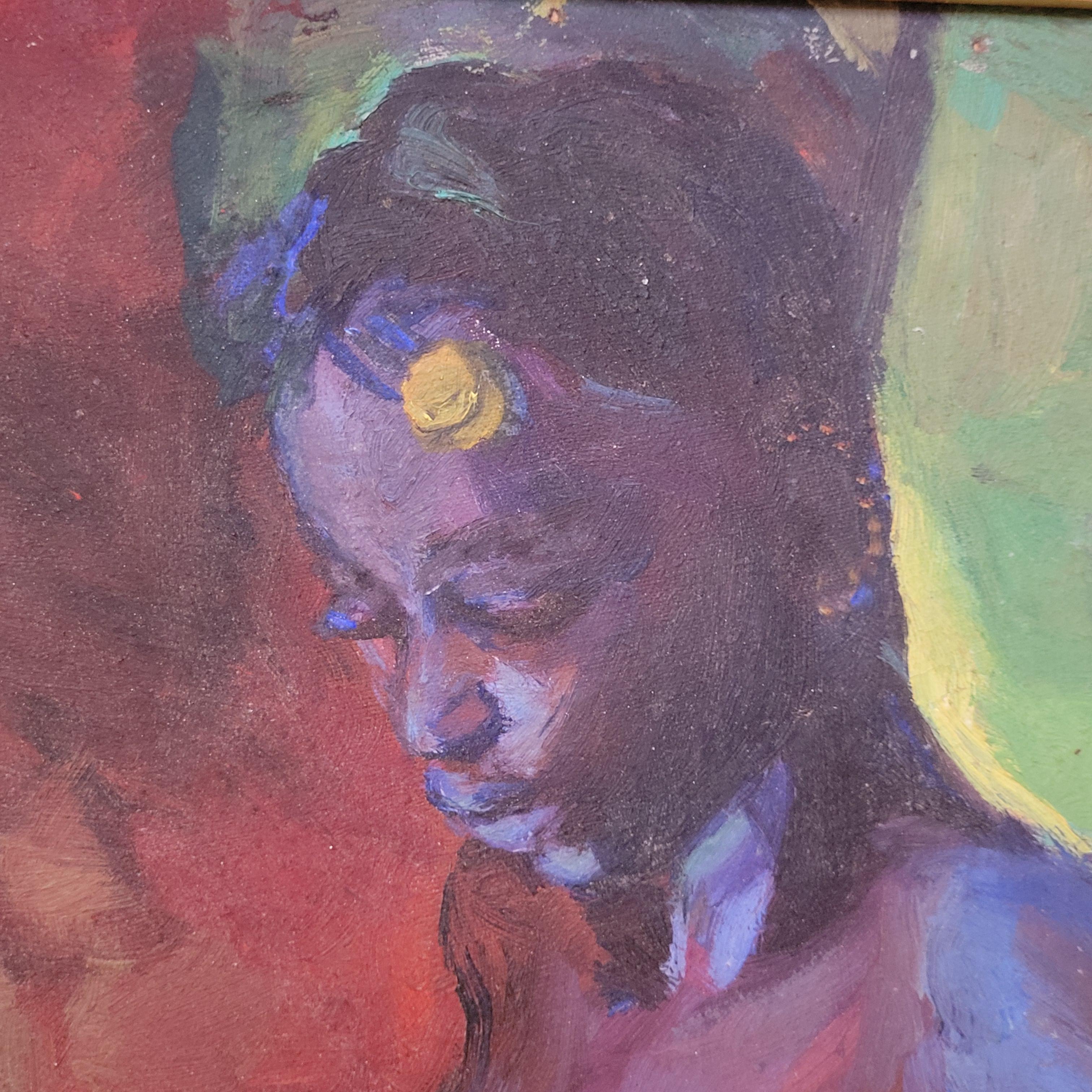 Odalisque, Matisse inspired Female Nude in Repose. - Gray Figurative Painting by Myrto Debard
