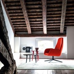 Red Mysa Lounge Chair, Designed by Michael Schmidt, Made in Italy