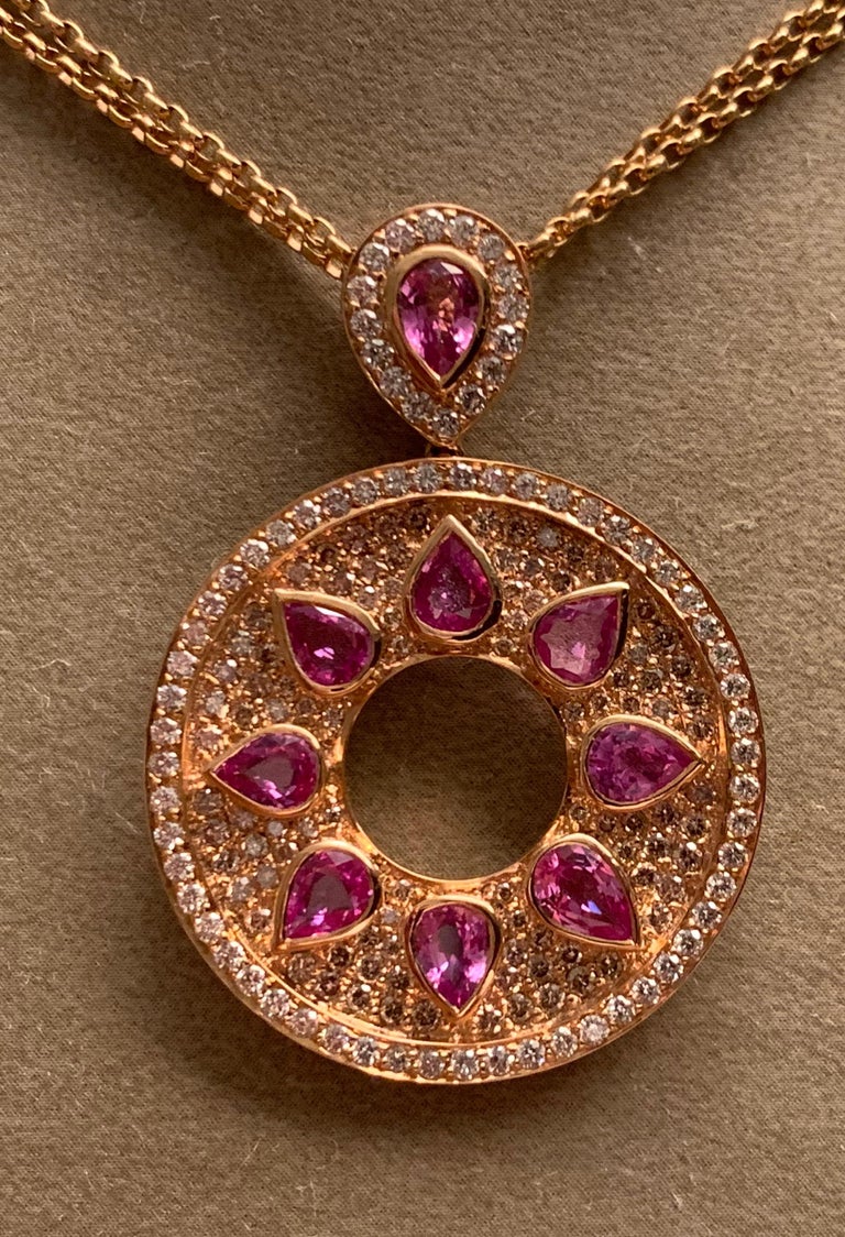 Tresor Collection - Pink Sapphire and Diamond Pendant in 18k Rose Gold main image 1