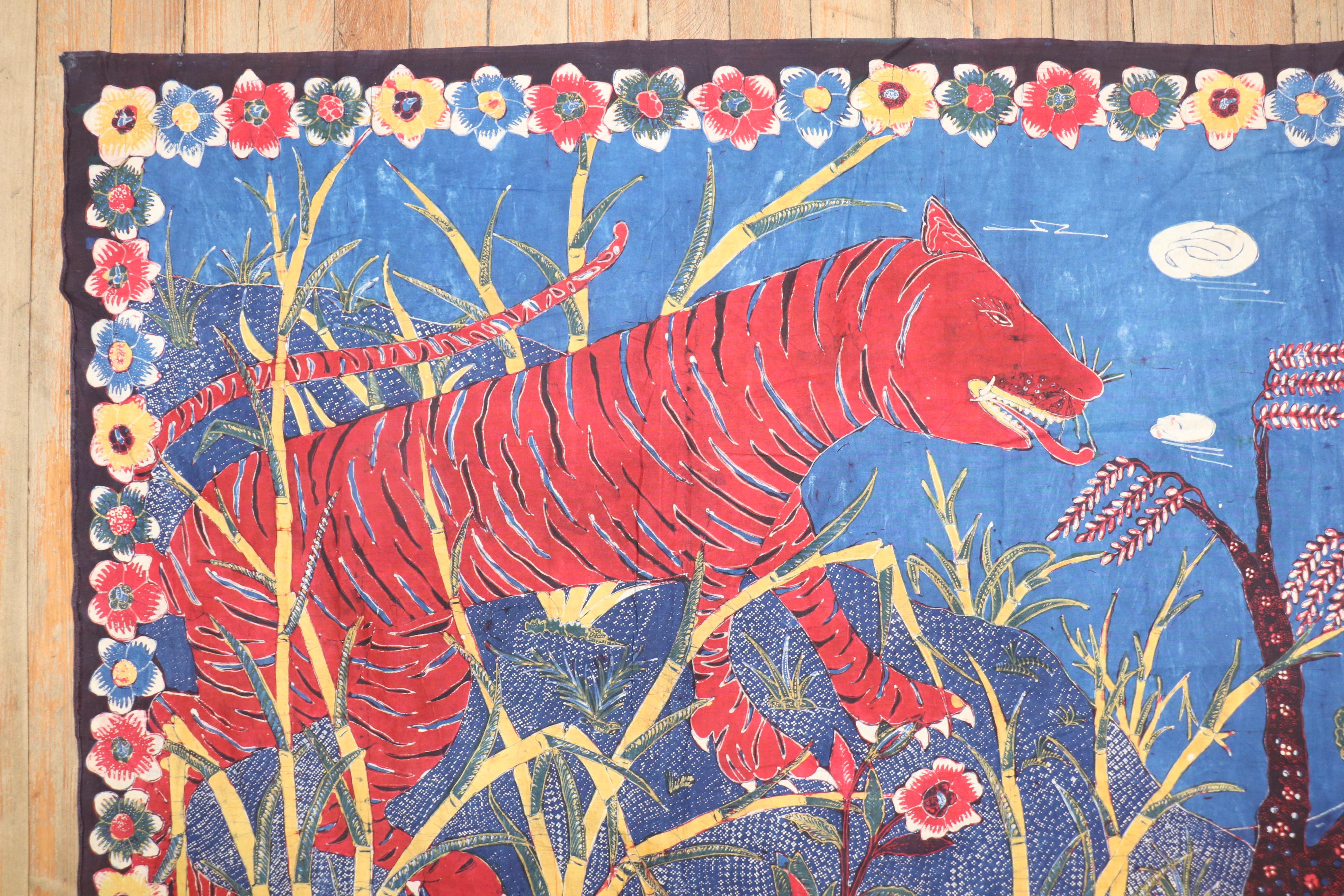 Mysterious Indonesian Animal Batik Textile In Good Condition For Sale In New York, NY