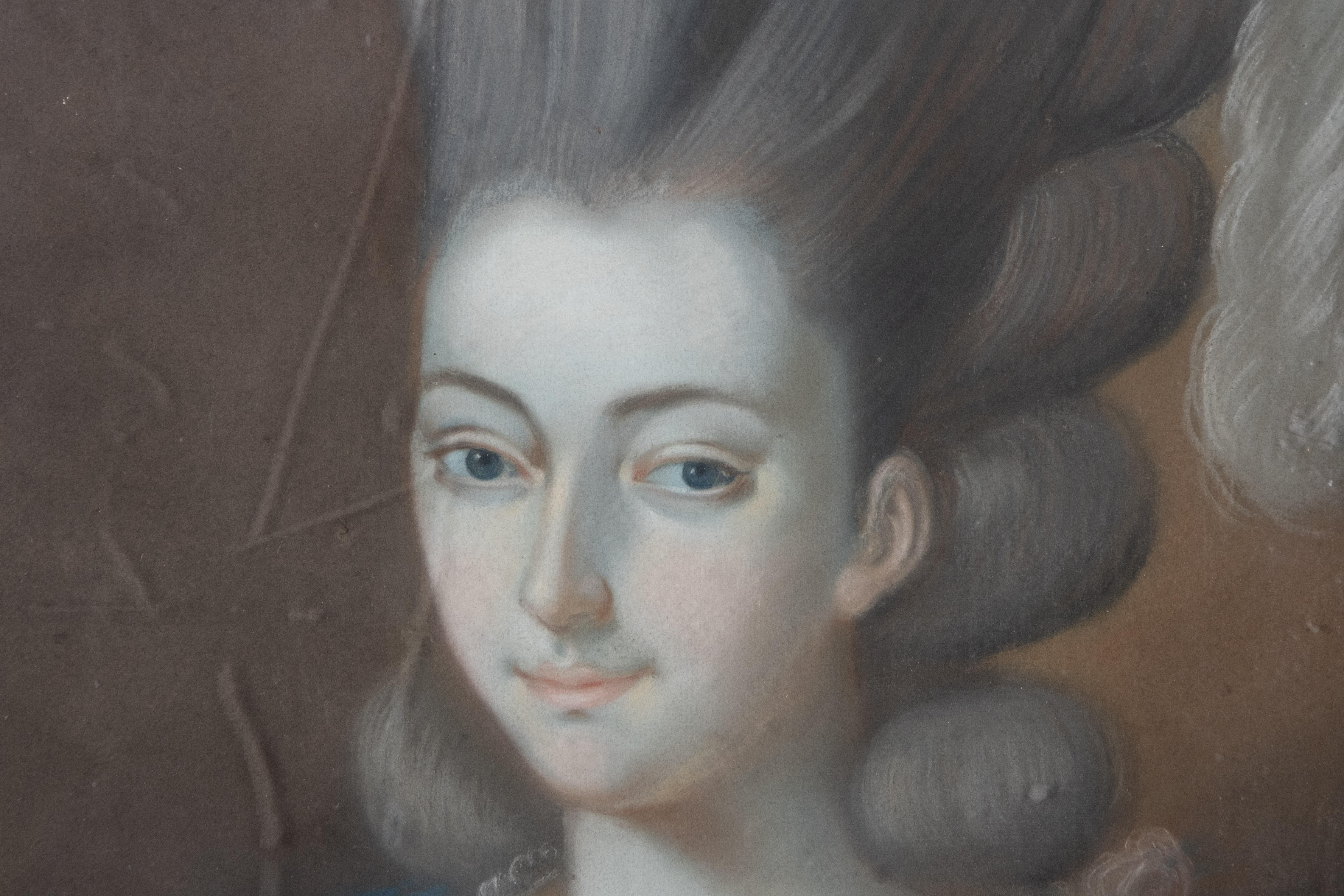 Rococò Artista misterioso Pastello su carta della Scuola Francese in vendita