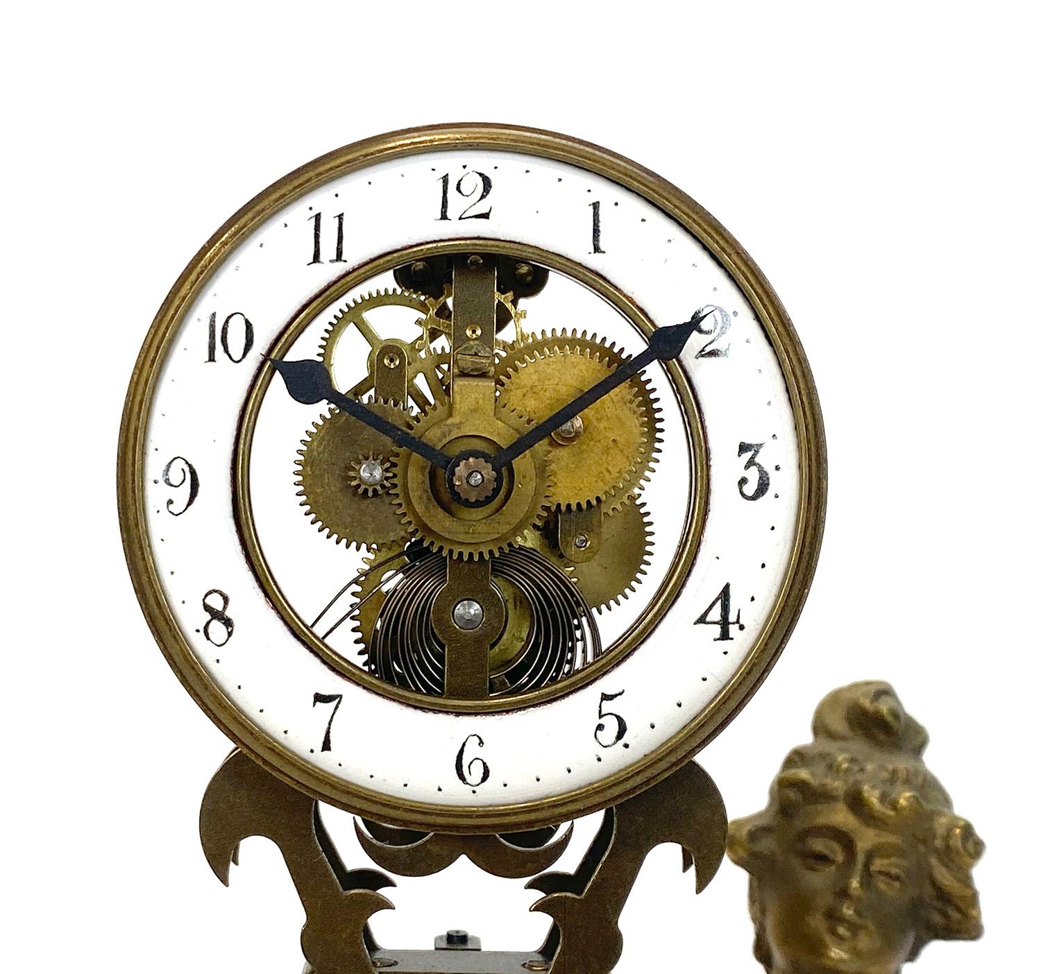Mystery-Messing Diana-Figur, drehbare Uhr mit 8 Tag- Skelett-Uhr im Angebot 1