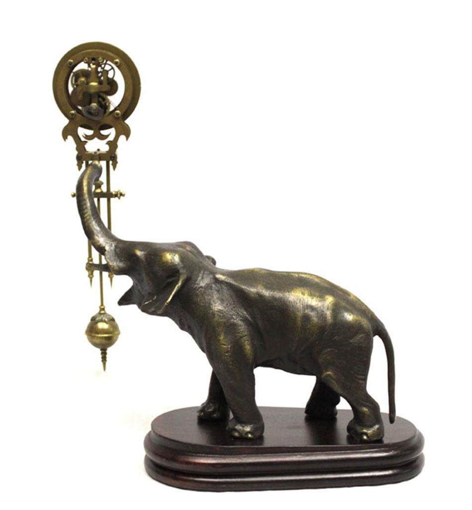 Mystery Brass Elephant Figure Swinging Clock with 8 Day Skeleton Movement 1