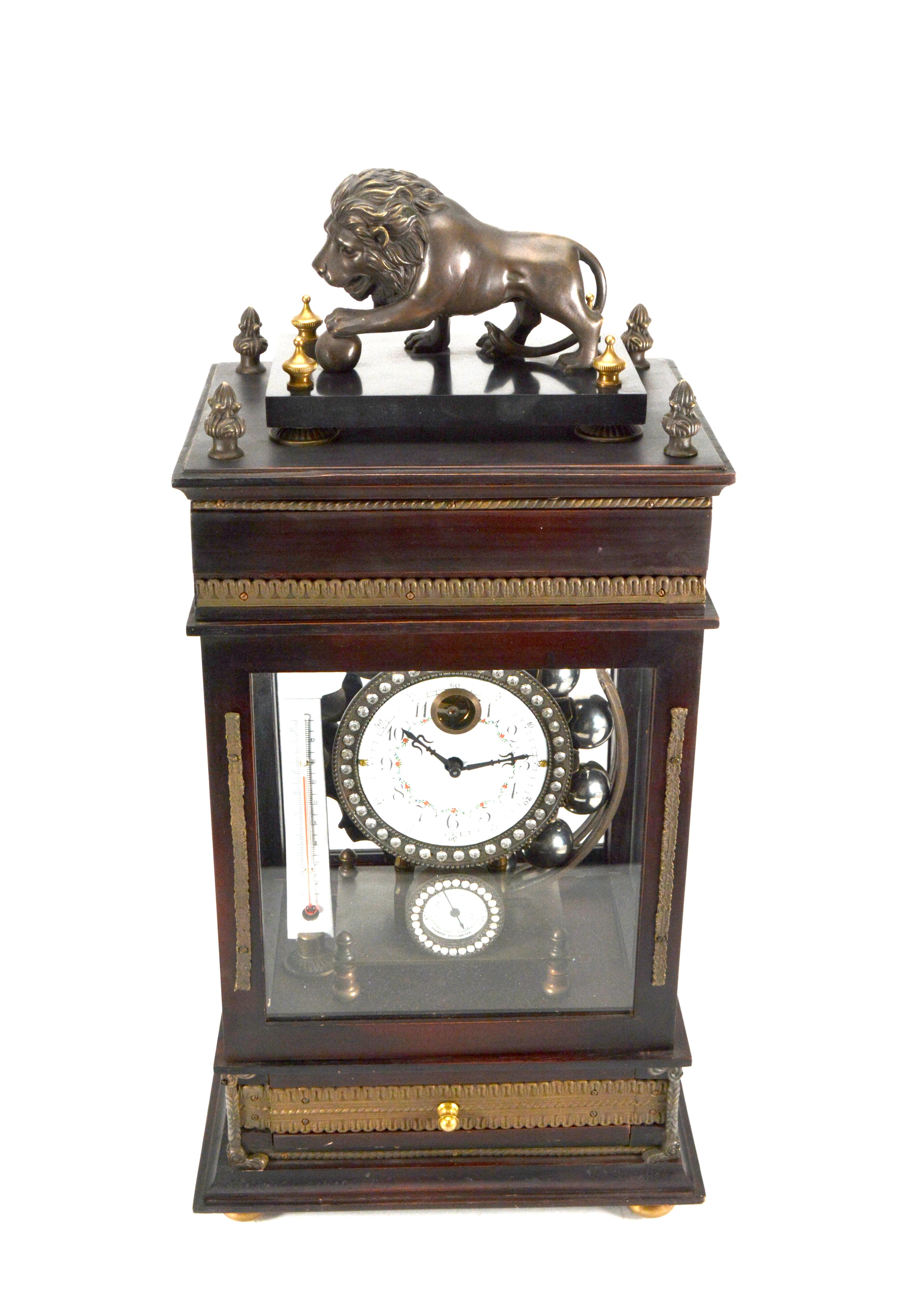 Here we are offering a fantastic mystery Ferris wheel bearing ball driven crystal regulator clock. Unlike traditional wind up or weight driven clock, this unique clock receive its working power from 20 large ball bearing, which rolling down the top
