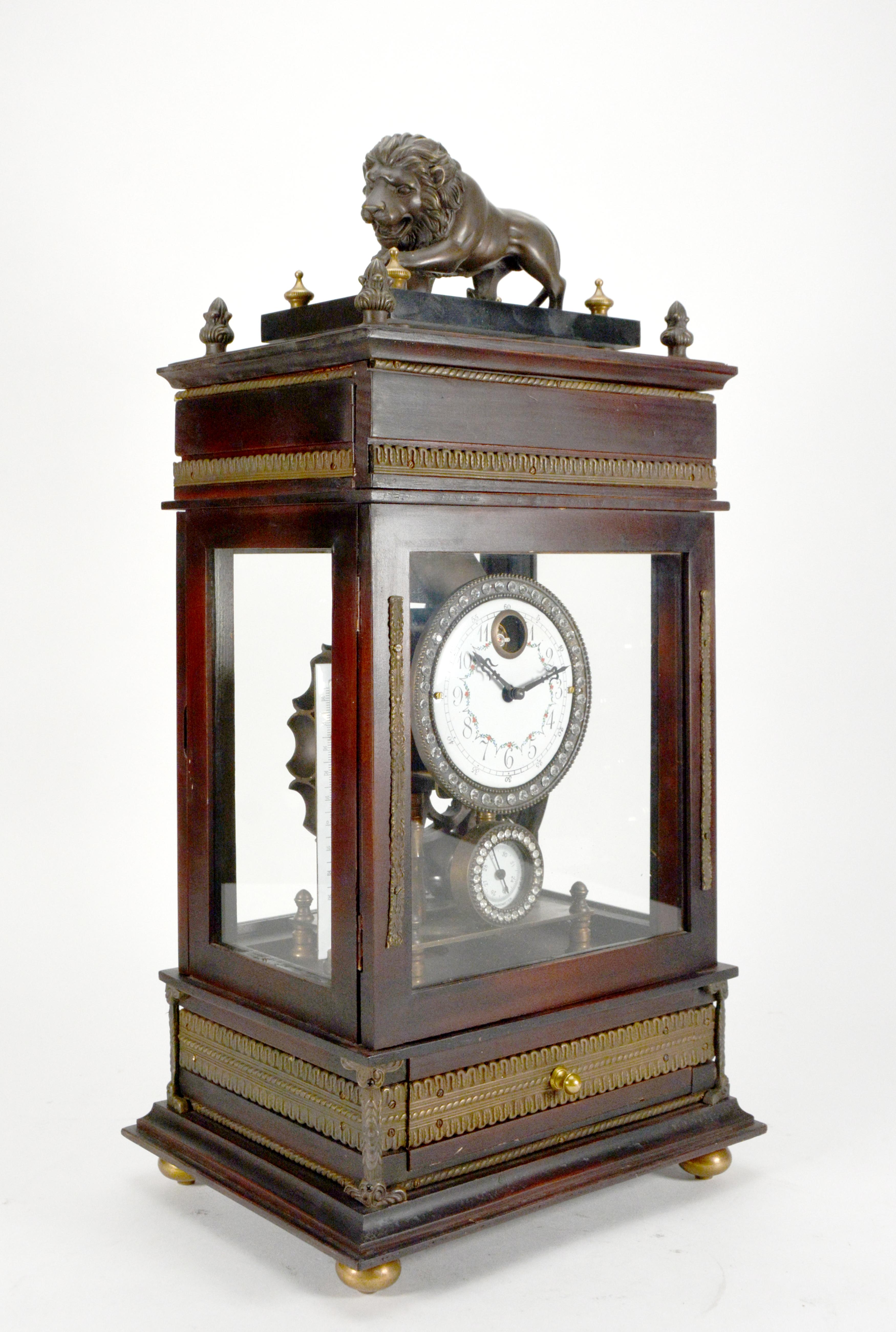 Mystery Ferris Wheel Gravity Weight Ball Driven Regulator Clock - Never Wind It! In Good Condition For Sale In Danville, CA