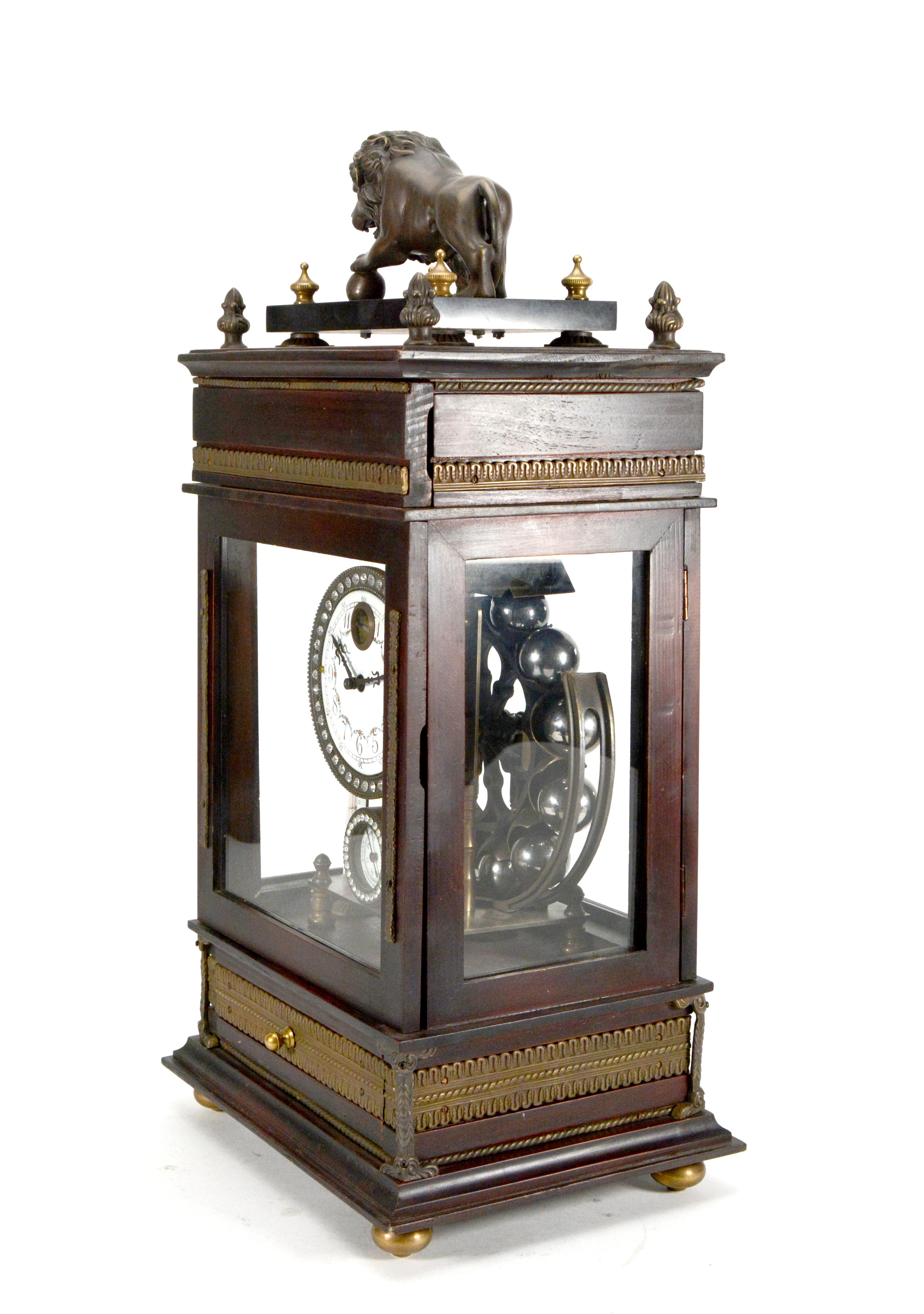 Brass Mystery Ferris Wheel Gravity Weight Ball Driven Regulator Clock - Never Wind It! For Sale