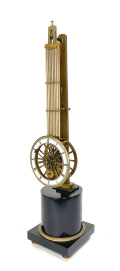 Mystery Pinwheel Upside Down Skeleton Hanging Swinging Clock with Marble Base