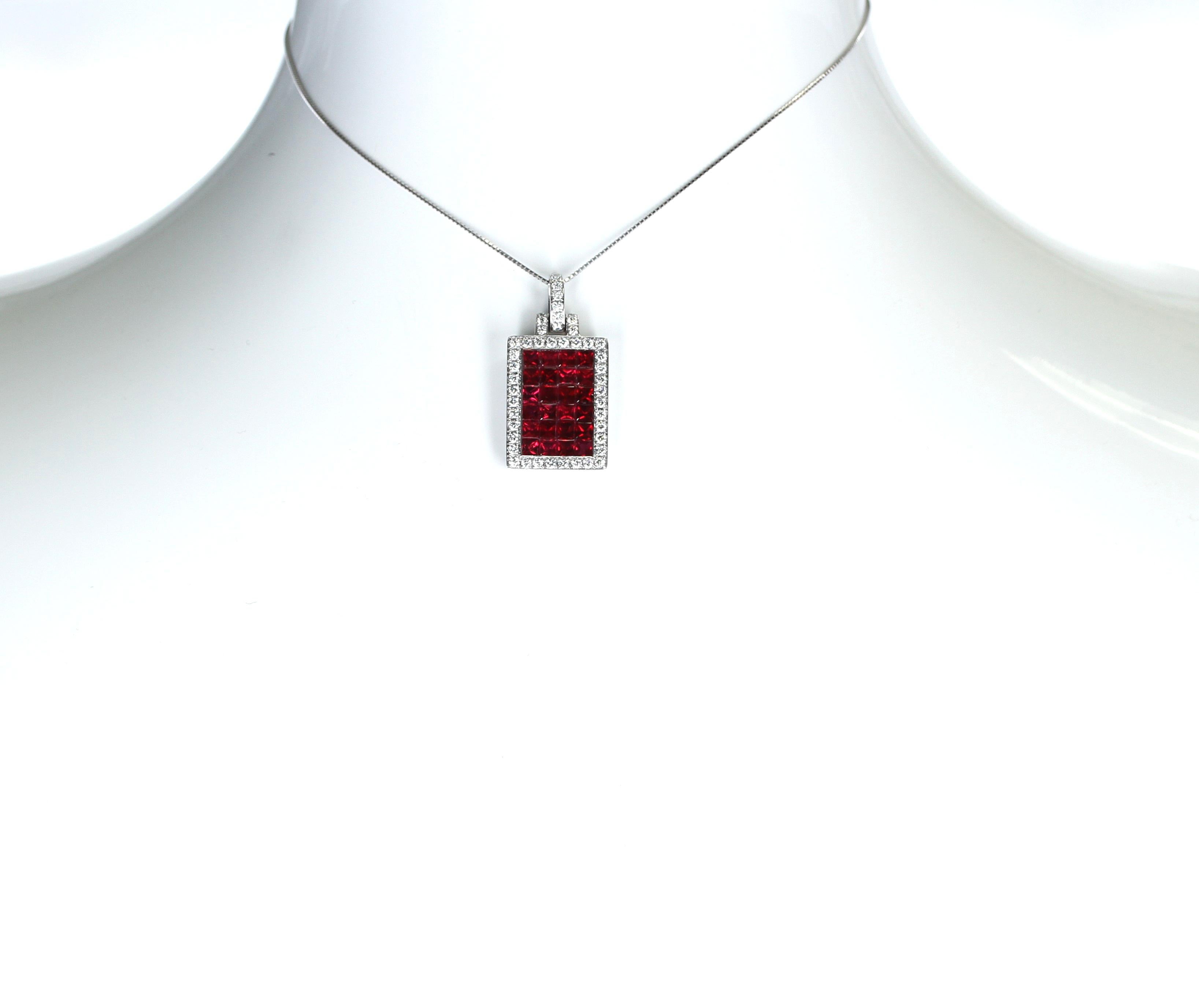 rectangle ruby necklace