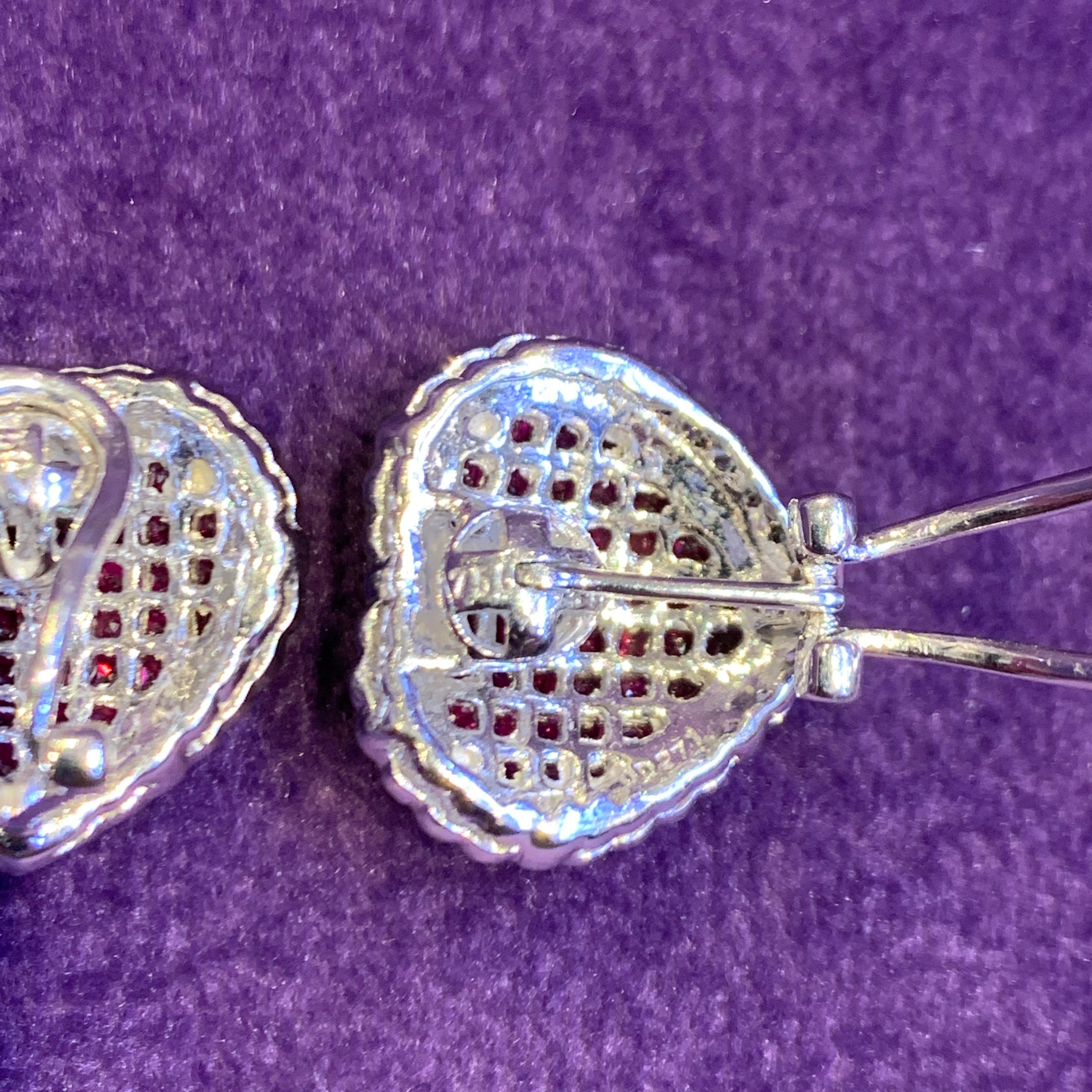 Mystery Set Ruby & Diamond Heart Earrings For Sale 2