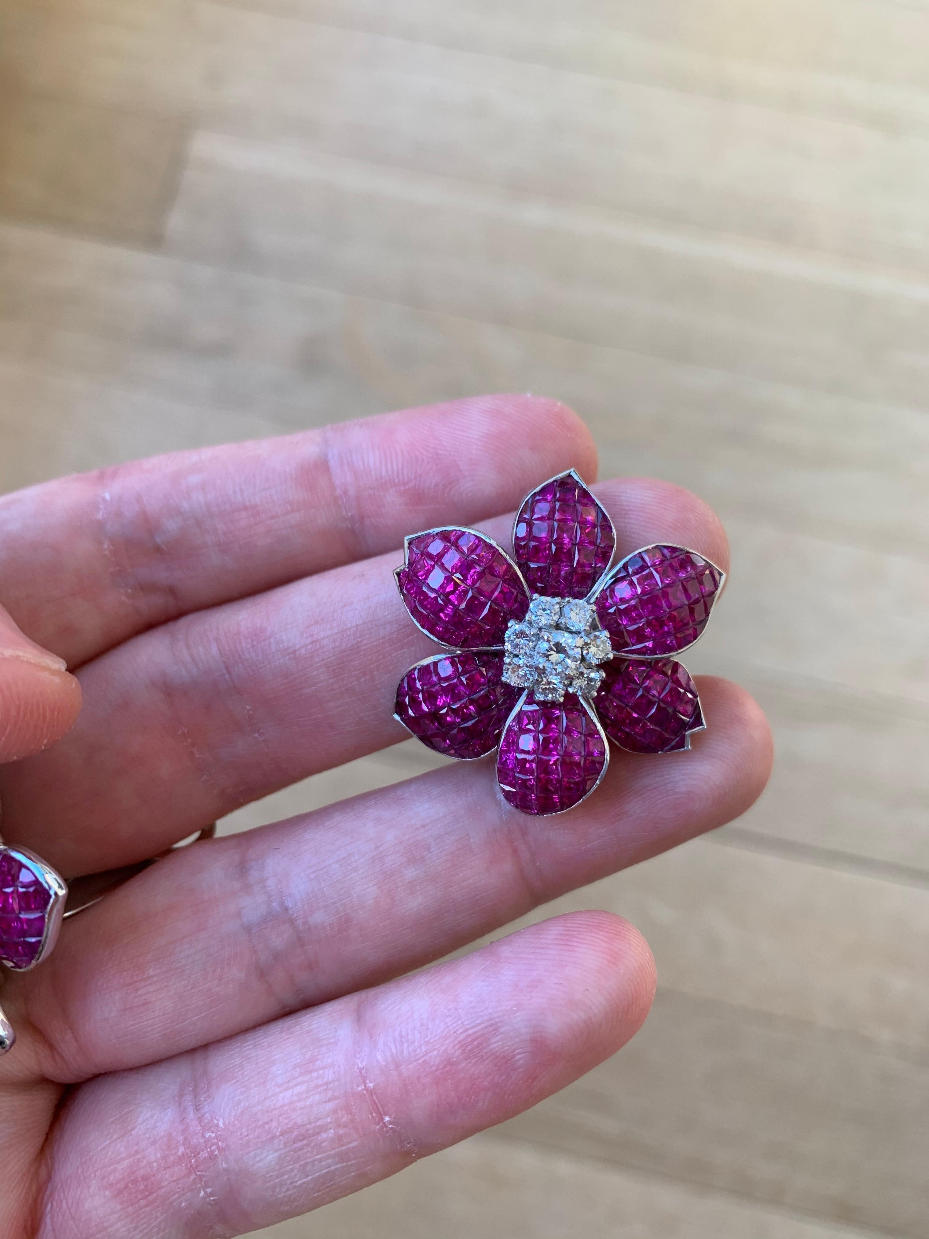 Women's Mystery Set Ruby Flower Earrings