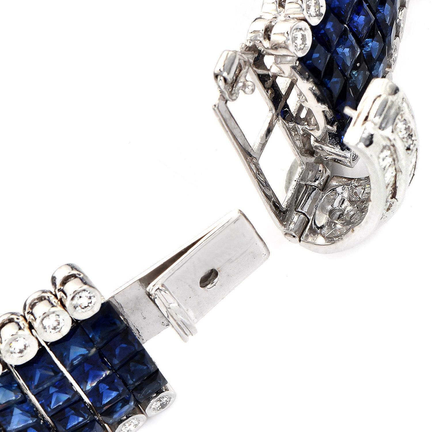 Mystery-Set Sapphire and Diamond 18k Gold Cocktail Bracelet For Sale 2