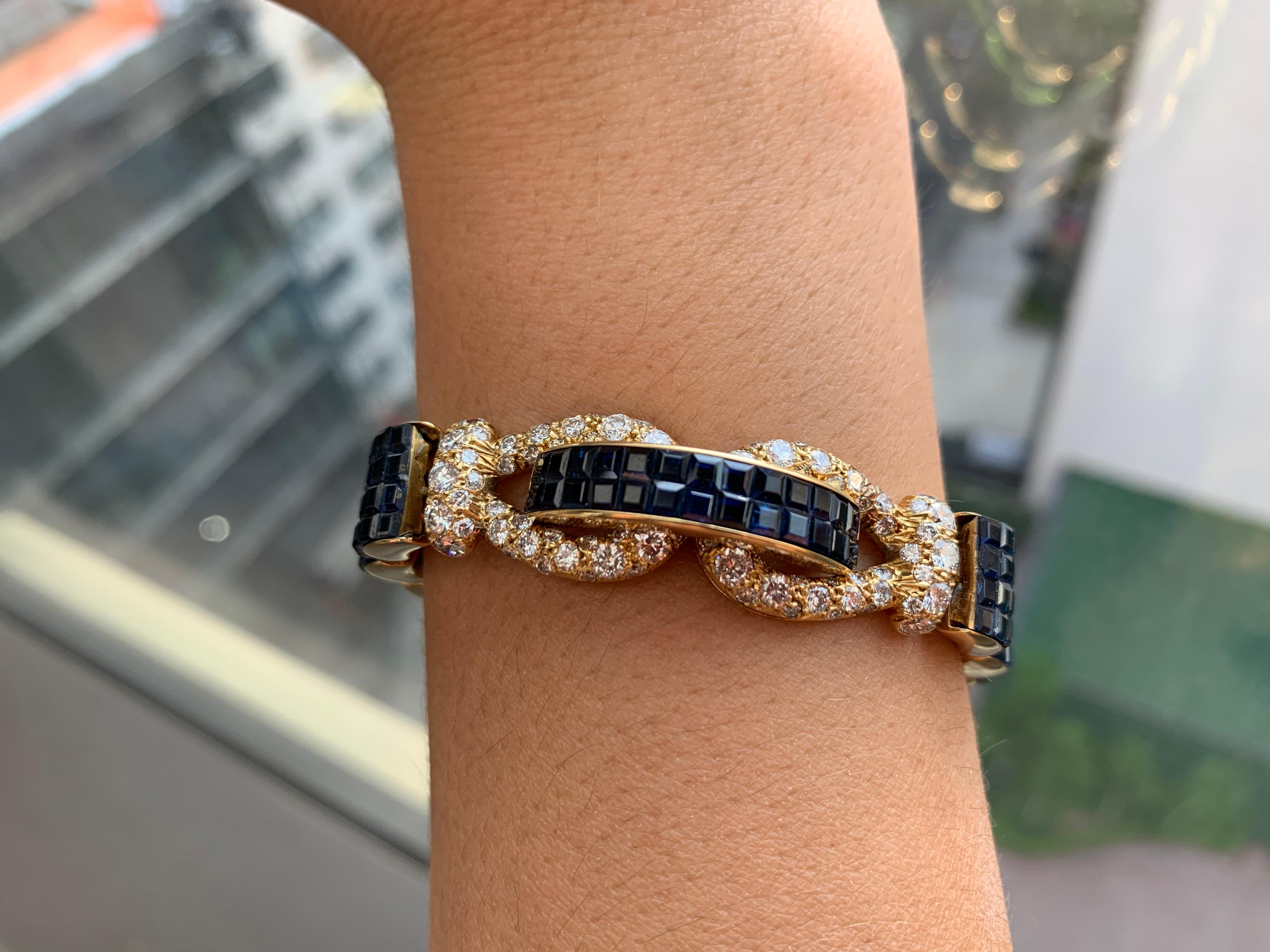 Mystery Set Sapphire and Diamond Bracelet Attributed to Aletto Brothers 1