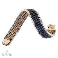 Mystery Set Sapphire and Diamond Bracelet – Signed Jewelry
