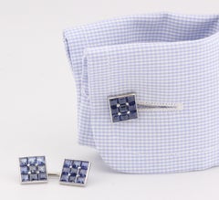 Mystery Set Sapphire Platinum Cufflinks