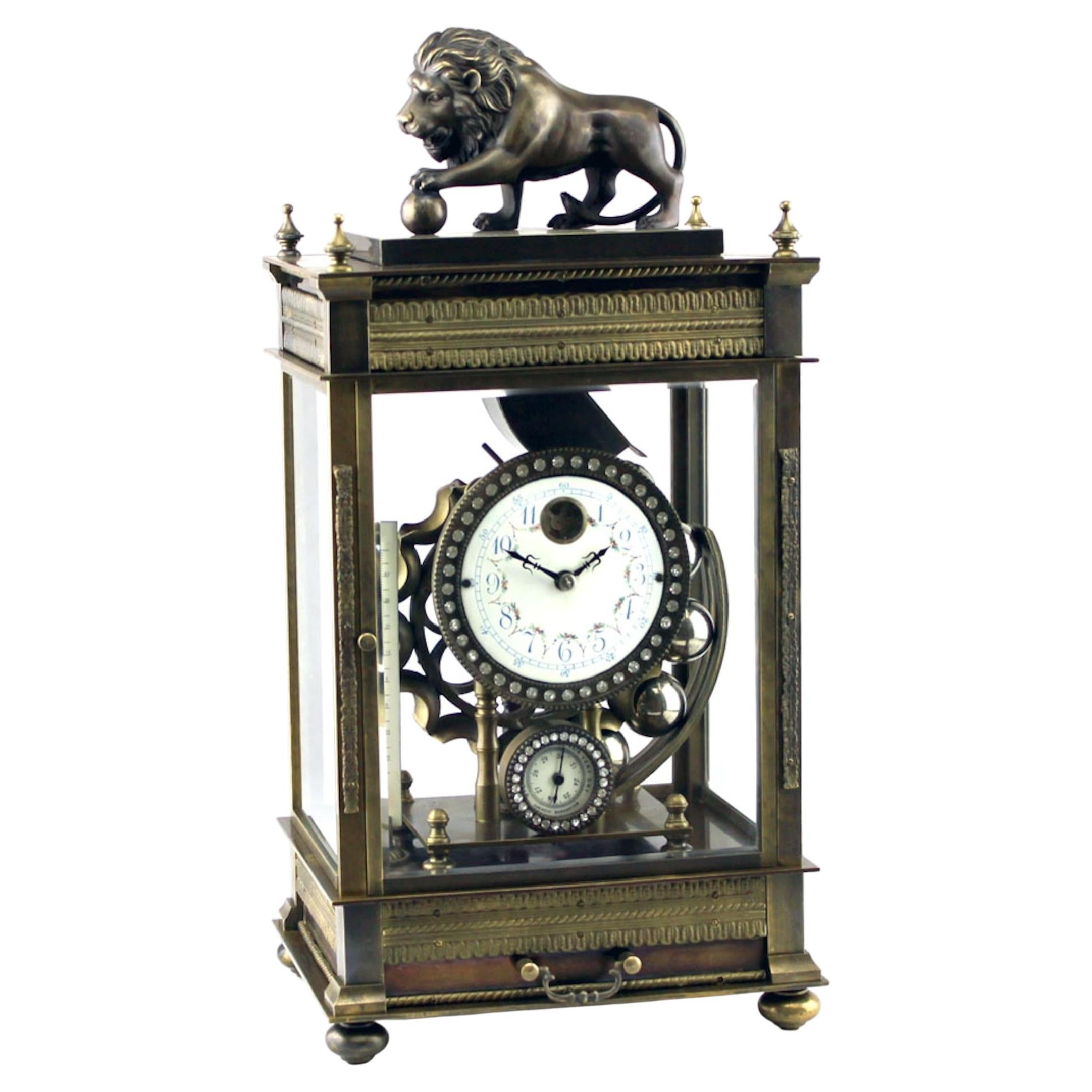 Mystery Water Wheel Rolling Ball Gravity Driven Bronze Regulator Clock For Sale