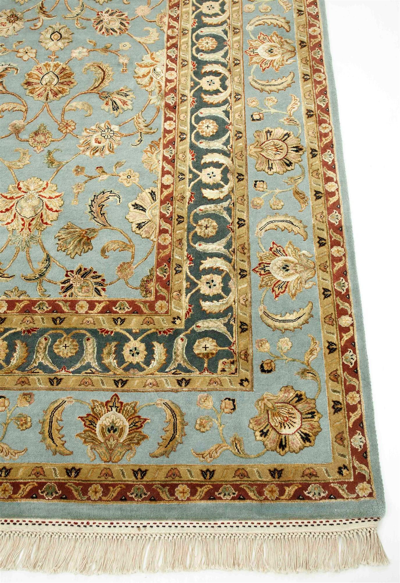 Tribal Mystic Bloom Light Turquoise & Light Turquoise 300x420 cm Hand Knotted Rug For Sale