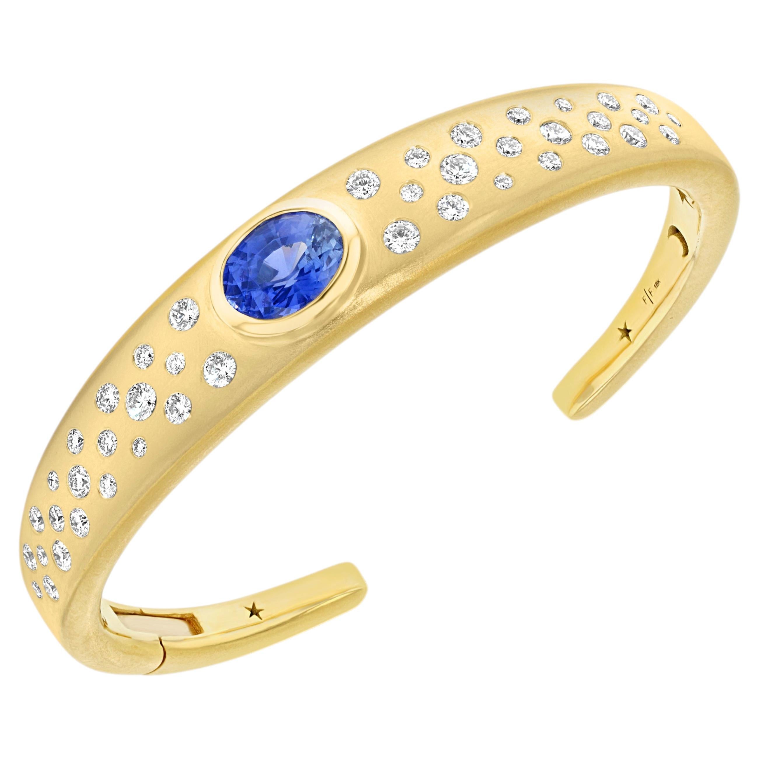 Mystic Bracelet in 18k Yellow Gold with Blue Sapphire by Future Fortune Jewelry
