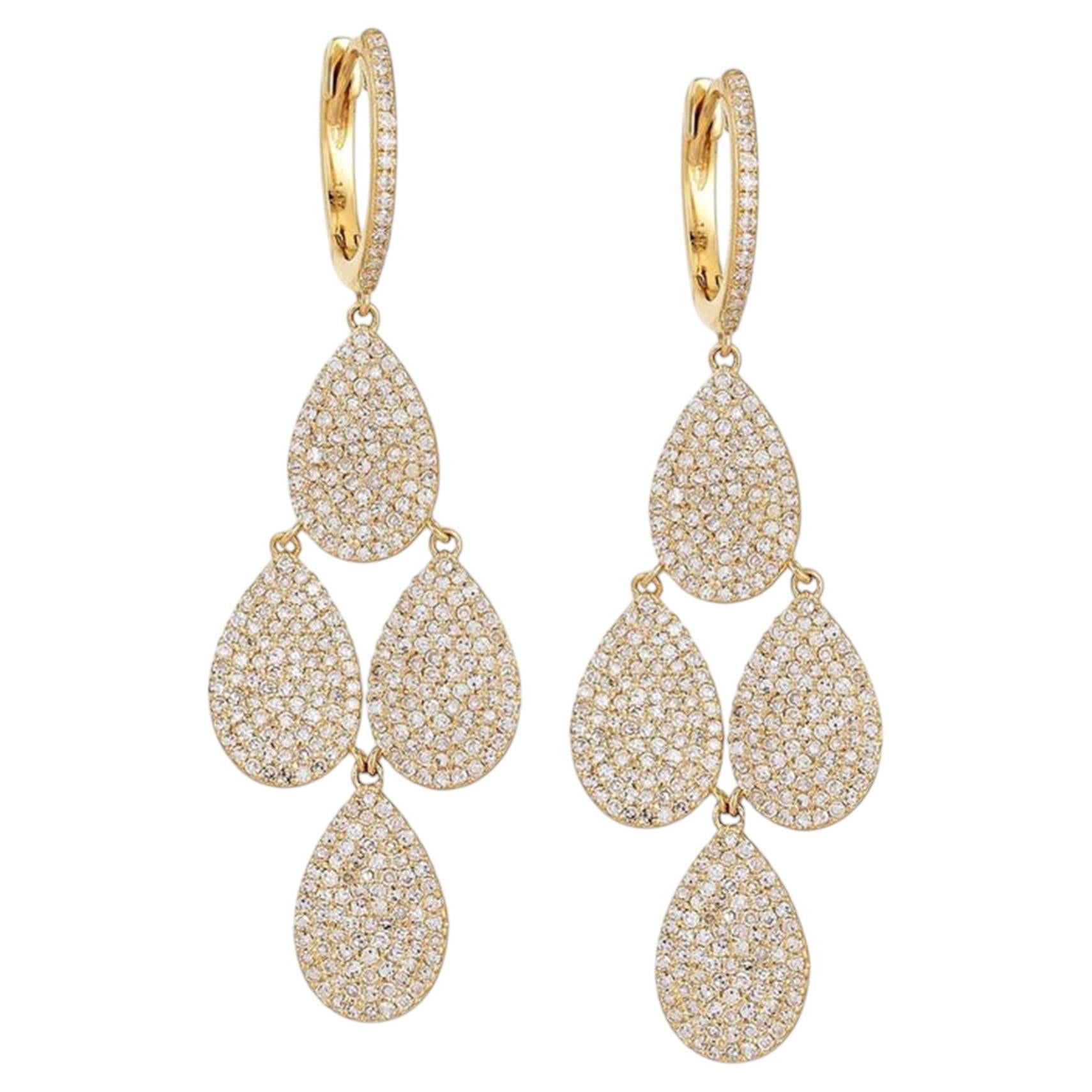 2.73ct Diamond 14K Gold Drop Dangle Earrings For Sale