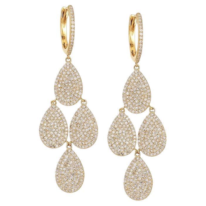 Mystic Charm 14K Yellow Gold Diamond Drop Danglers Earrings