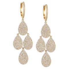 Mystic Charm 14K Yellow Gold Diamond Drop Danglers Earrings