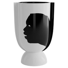 Mystic Decorative Ceramic Vase, Handmade Decor with Shadow Paintings